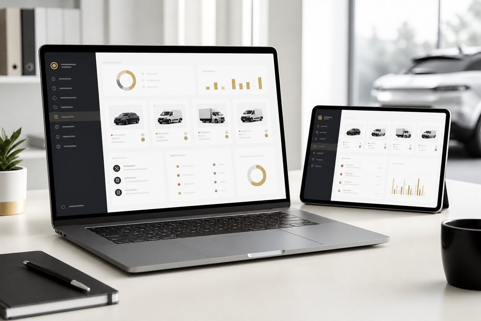Aperçu d'un tableau de bord de gestion de flotte automobile TOOAUTO PRO